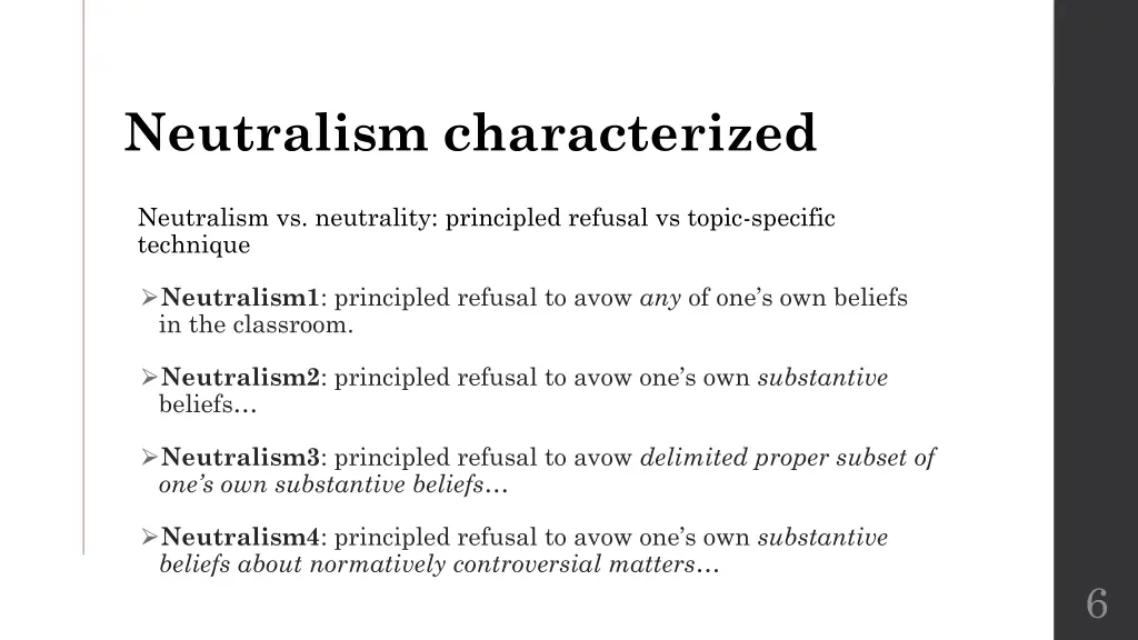 neutralism characterized