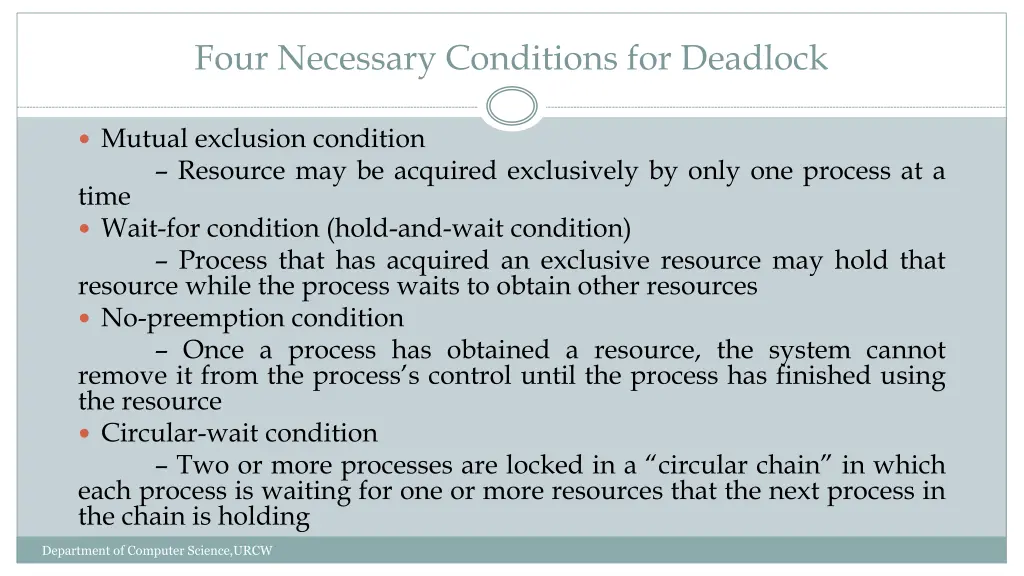 four necessary conditions for deadlock