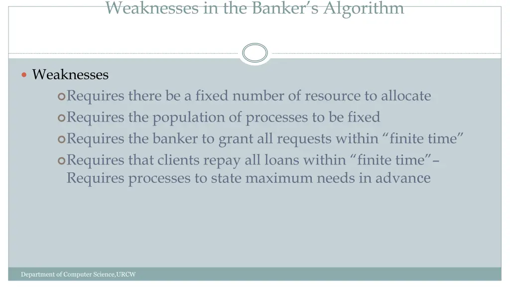 weaknesses in the banker s algorithm