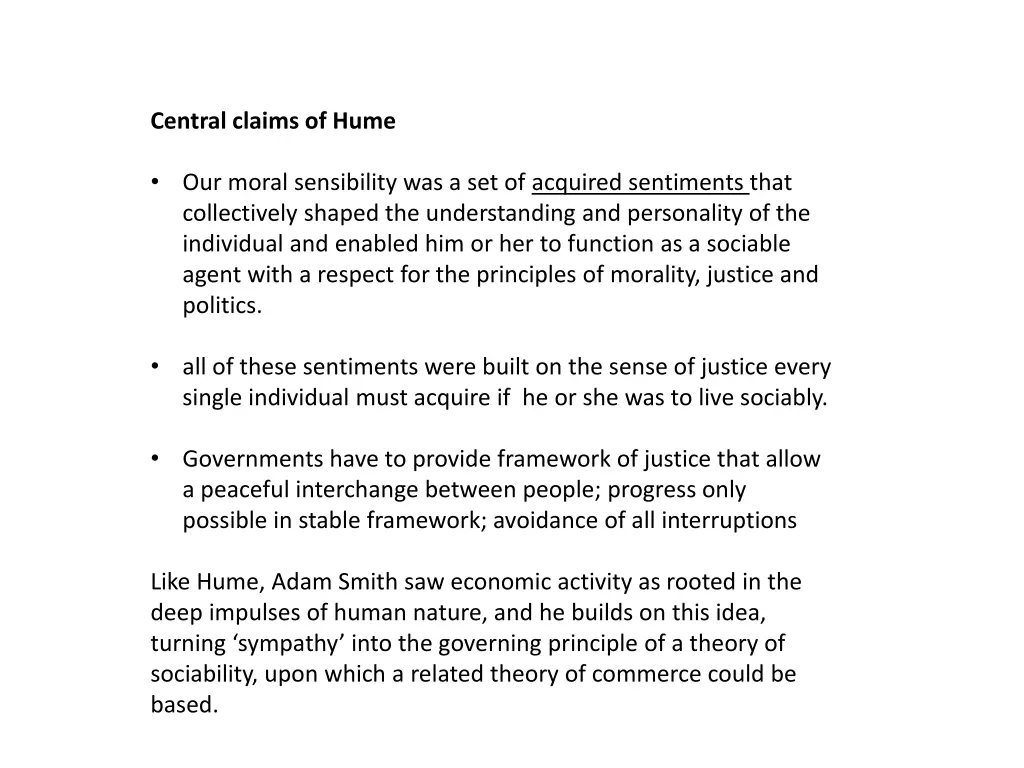 central claims of hume