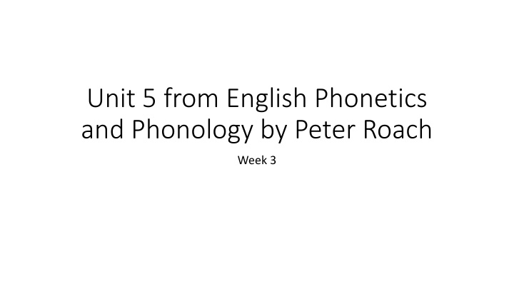 unit 5 from english phonetics and phonology