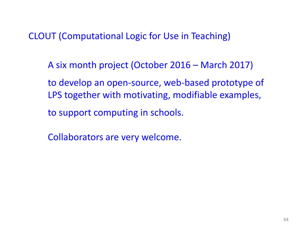 clout computational logic for use in teaching 1