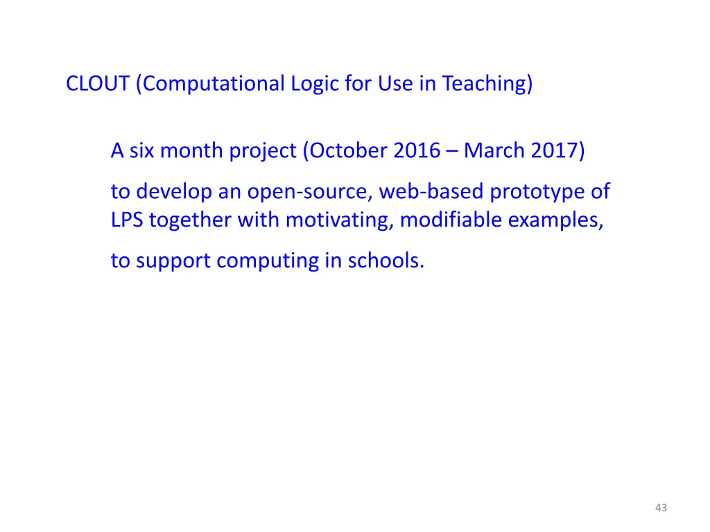 clout computational logic for use in teaching