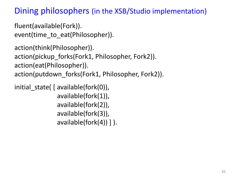 dining philosophers in the xsb studio 1