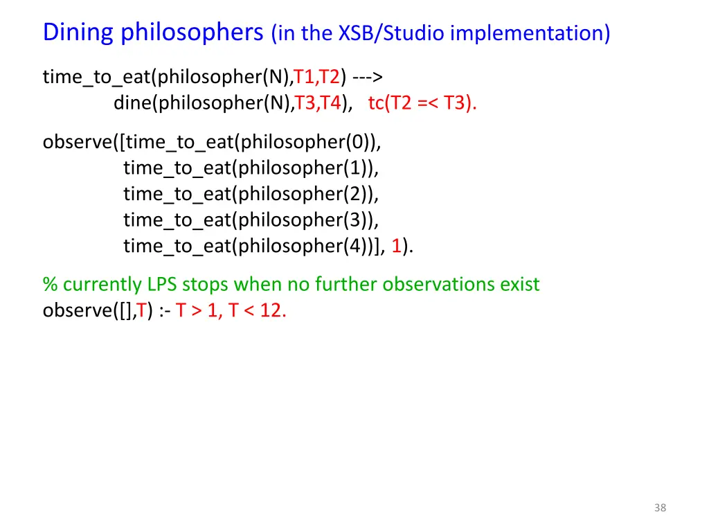 dining philosophers in the xsb studio 4