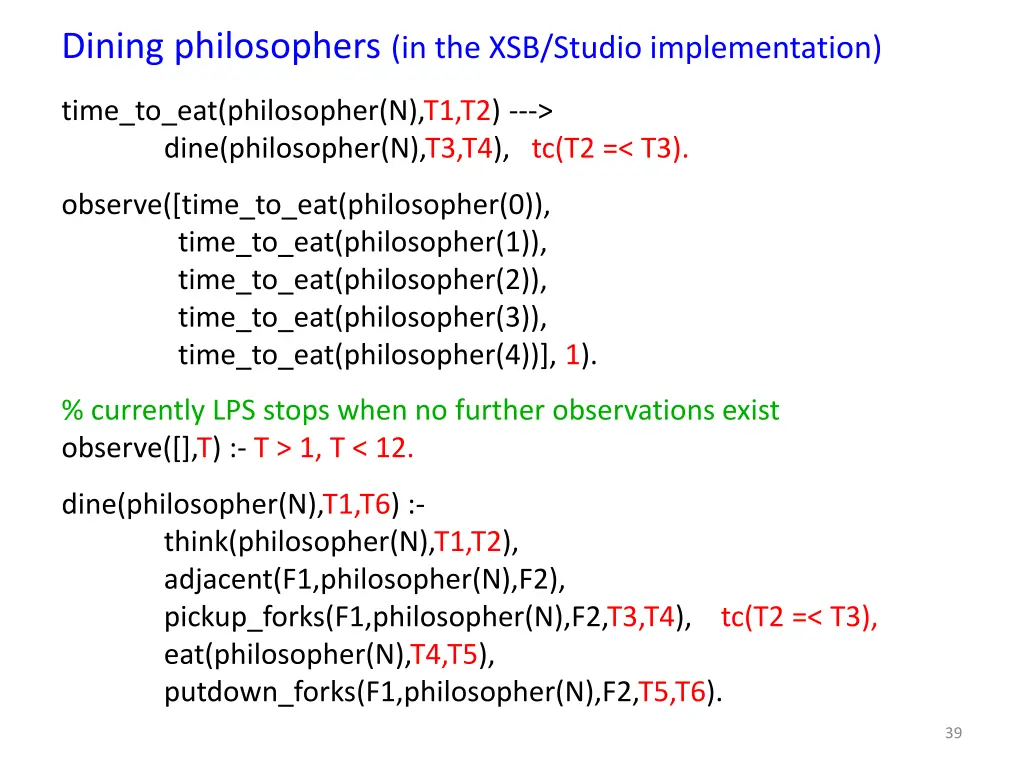 dining philosophers in the xsb studio 5