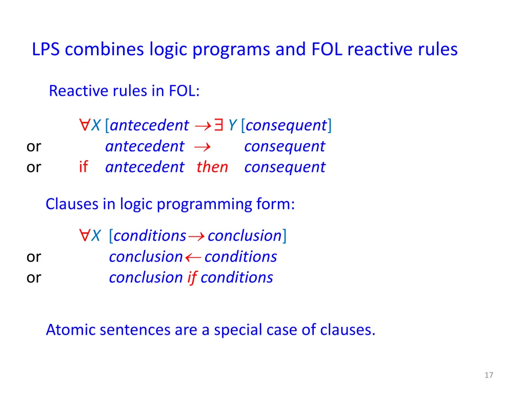 lps combines logic programs and fol reactive rules 6