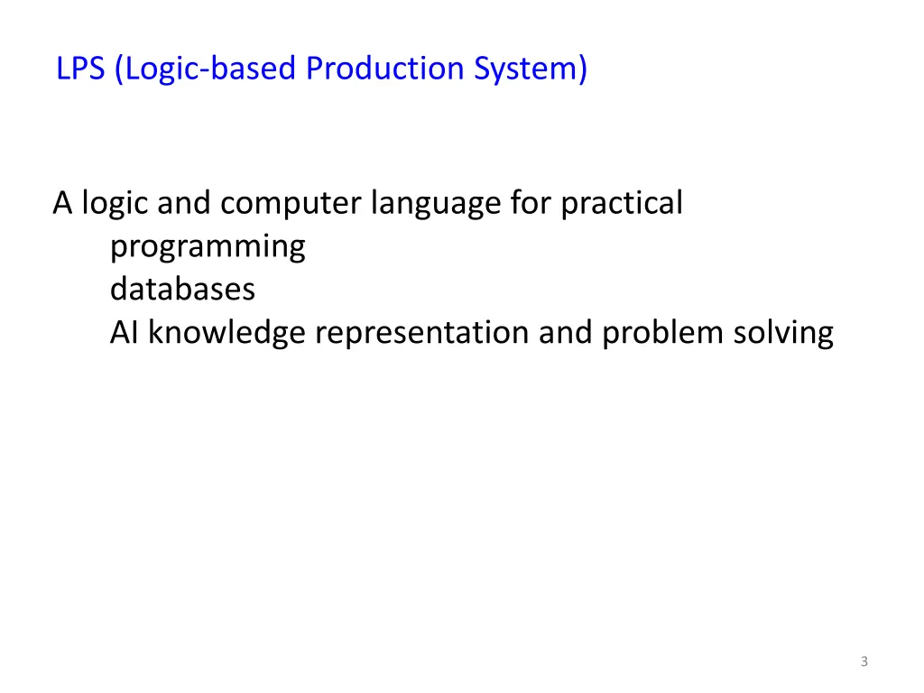 lps logic based production system 2