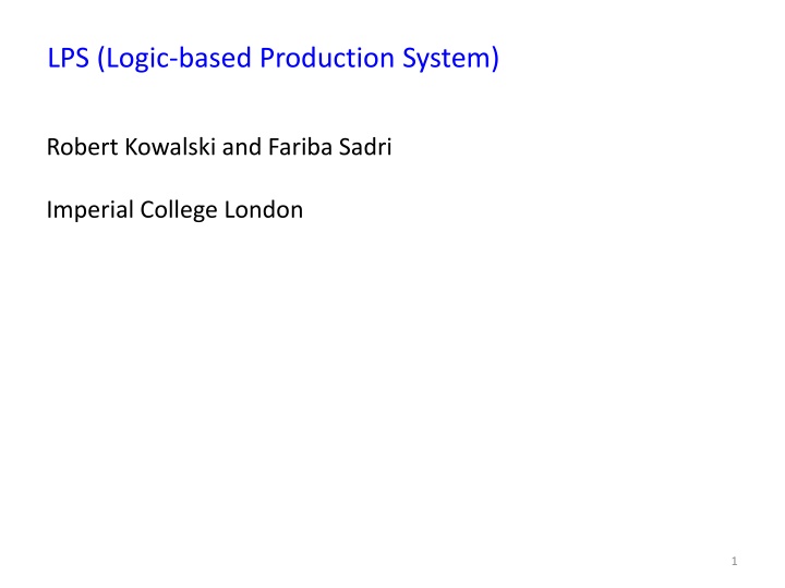 lps logic based production system