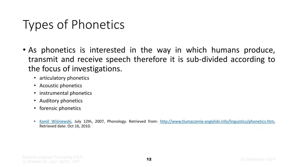 types of phonetics