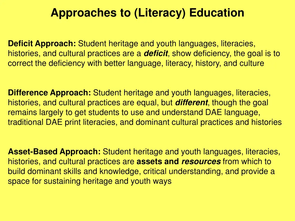 approaches to literacy education