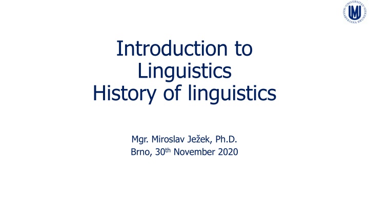 introduction to linguistics history of linguistics