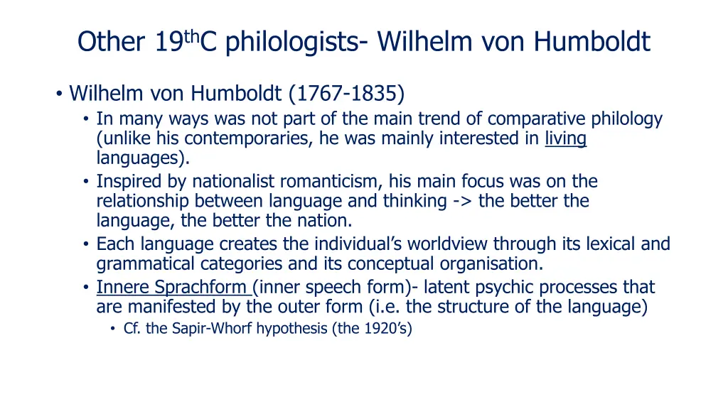 other 19 th c philologists wilhelm von humboldt