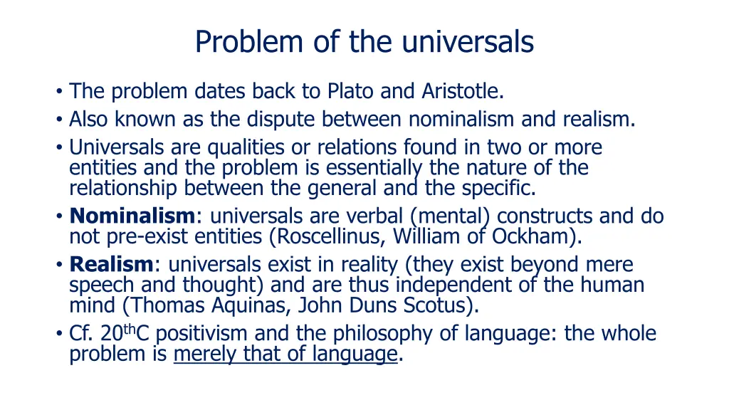 problem of the universals