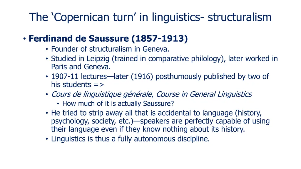 the copernican turn in linguistics structuralism