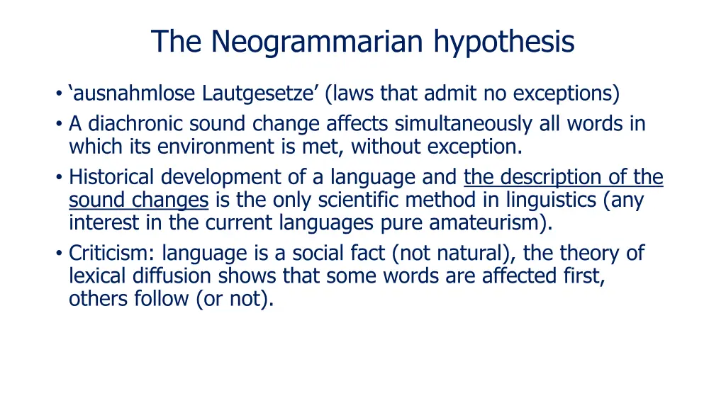 the neogrammarian hypothesis