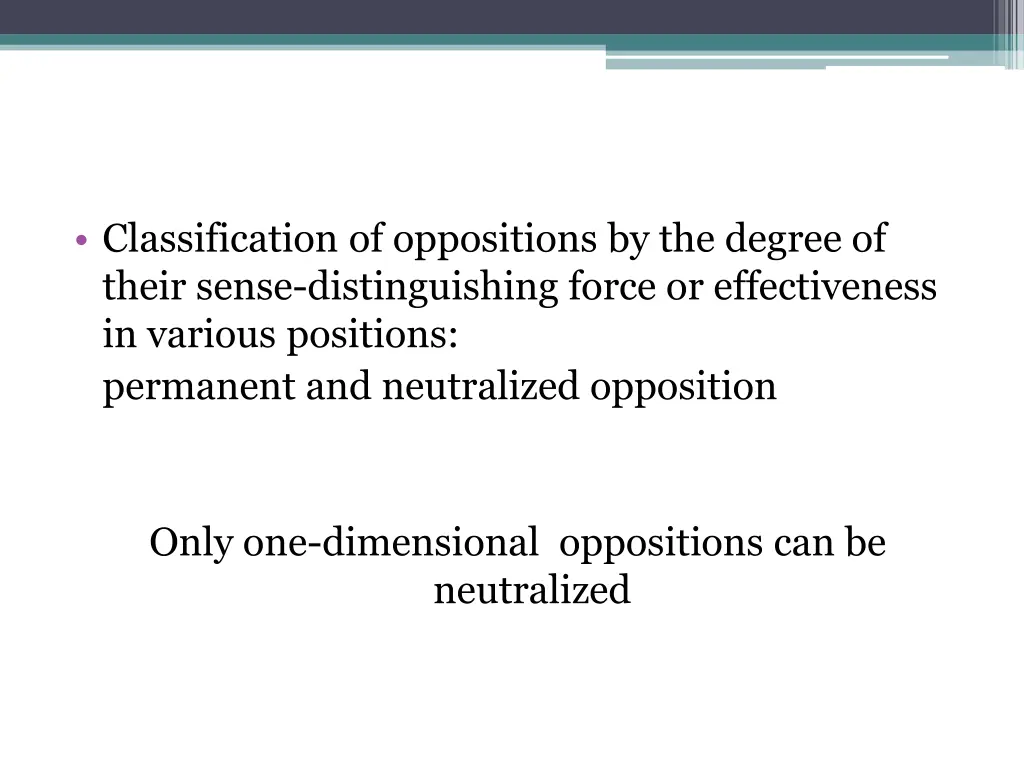 classification of oppositions by the degree