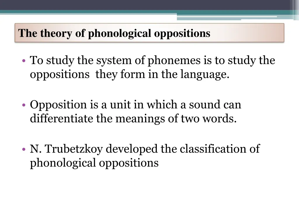 the theory of phonological oppositions