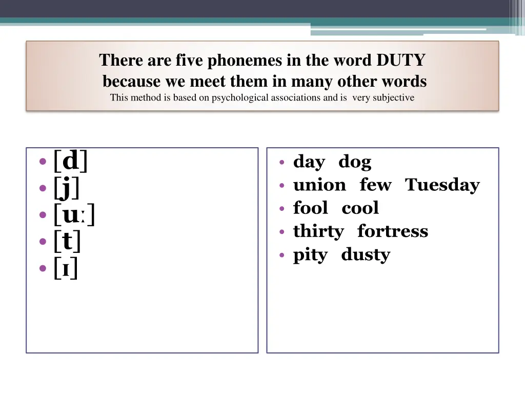 there are five phonemes in the word duty because