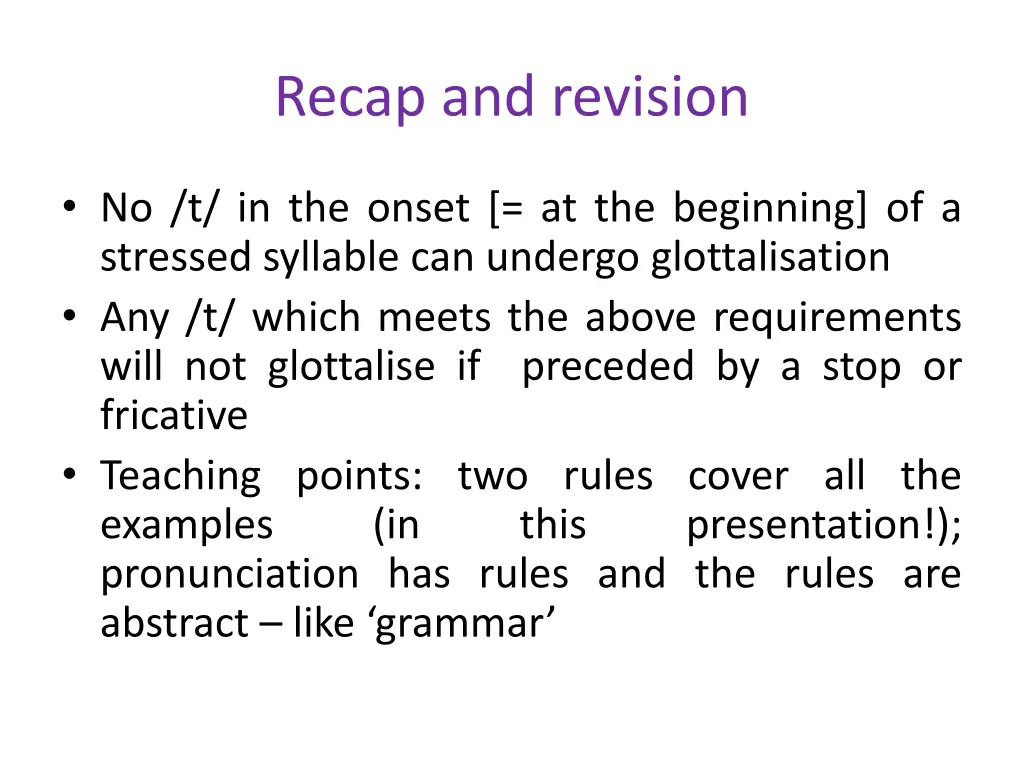 recap and revision