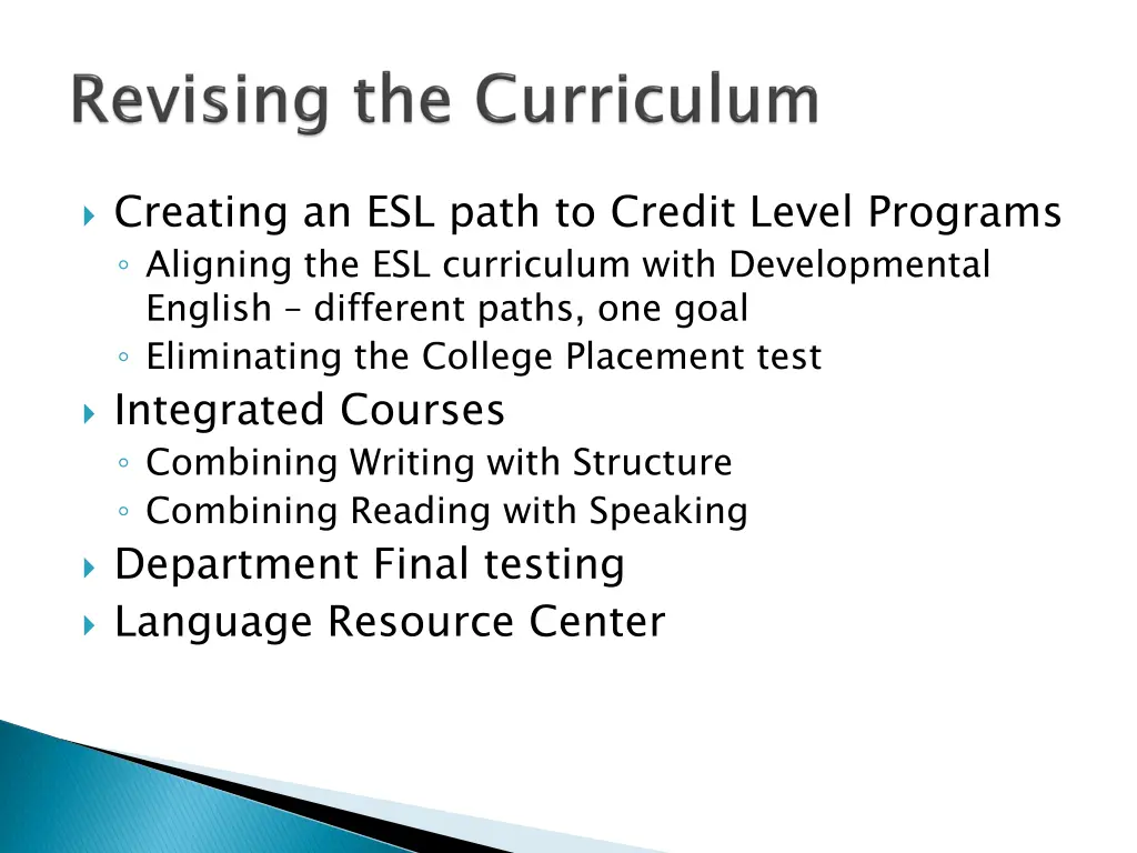 creating an esl path to credit level programs