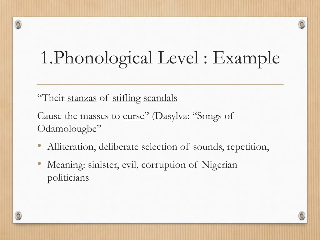 1 phonological level example