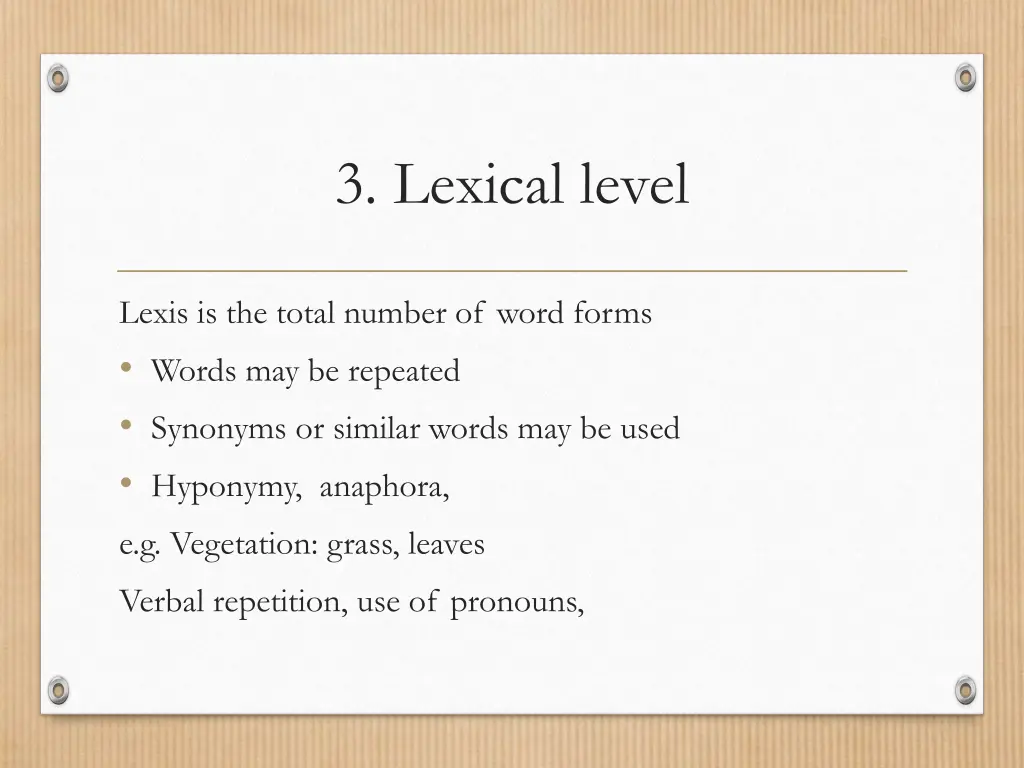 3 lexical level