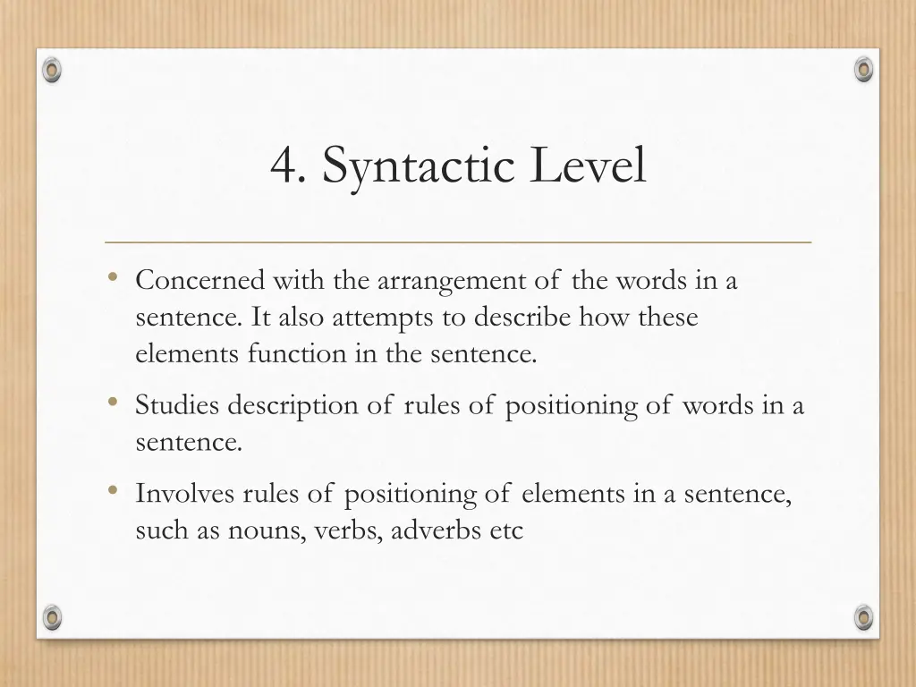 4 syntactic level