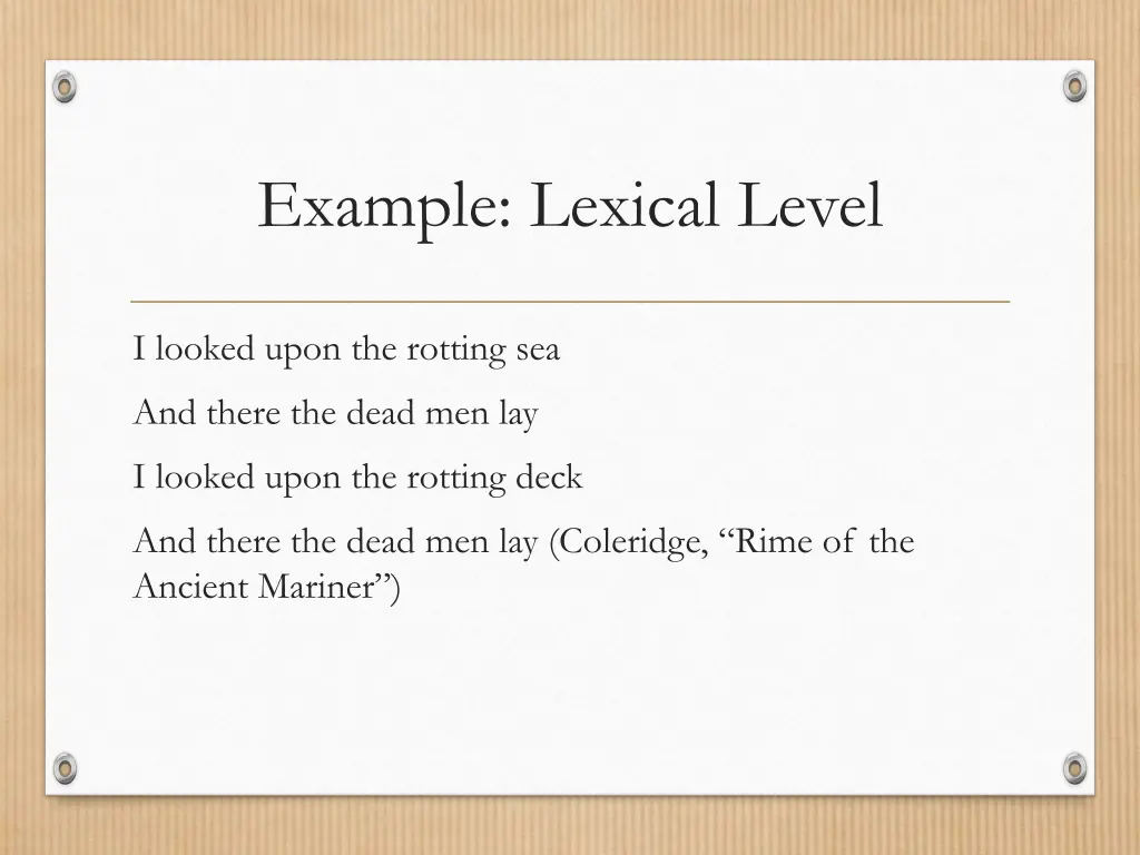 example lexical level