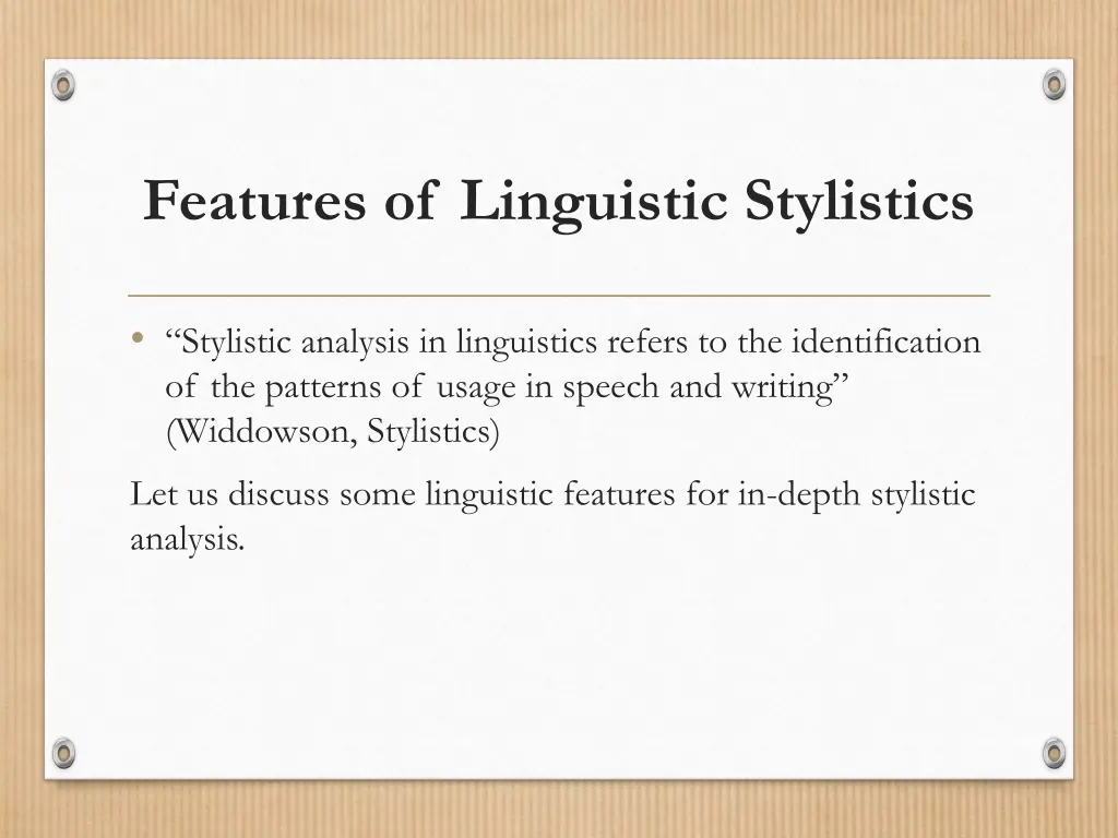 features of linguistic stylistics