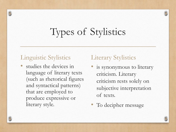 types of stylistics