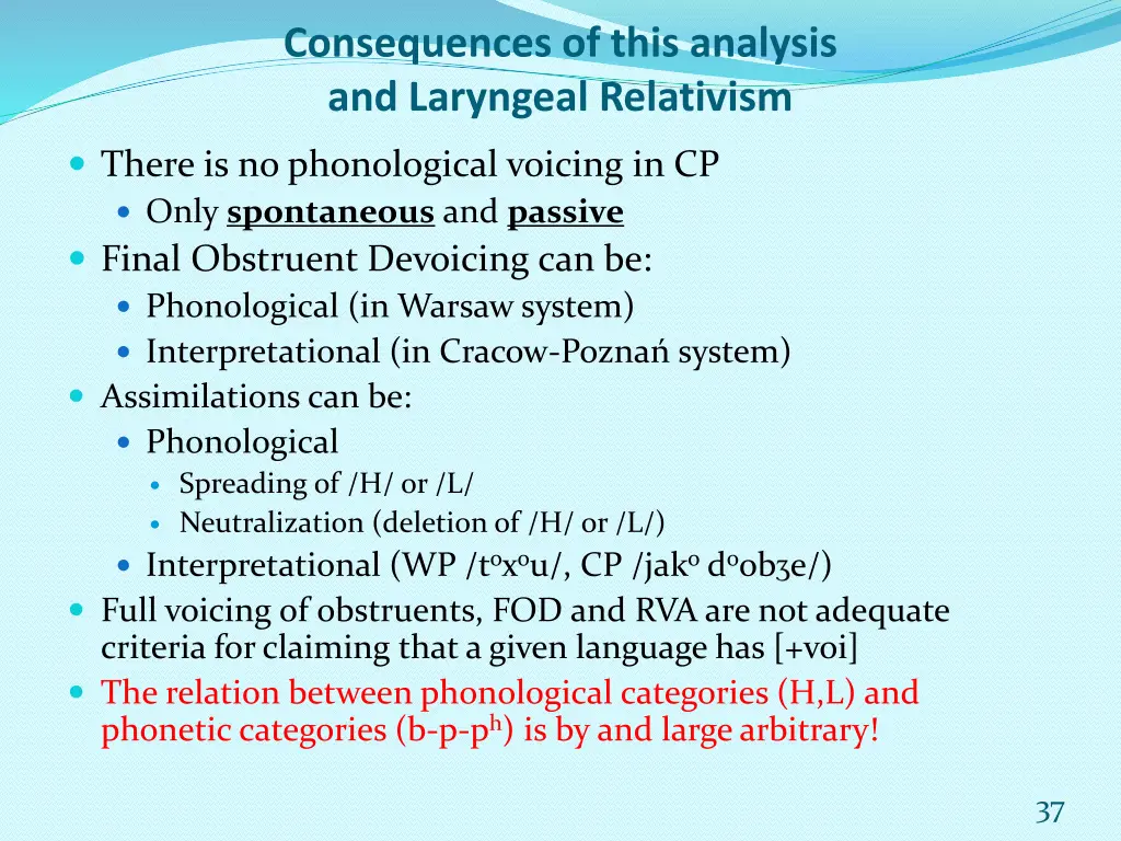 consequences of this analysis and laryngeal