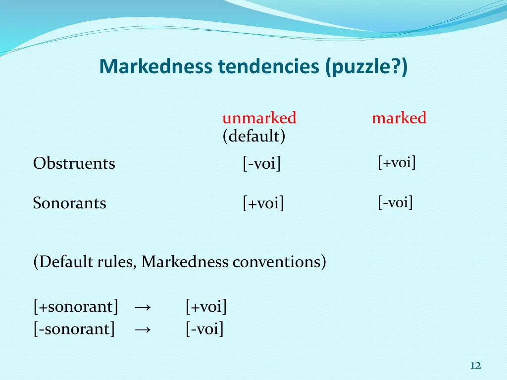 markedness tendencies puzzle