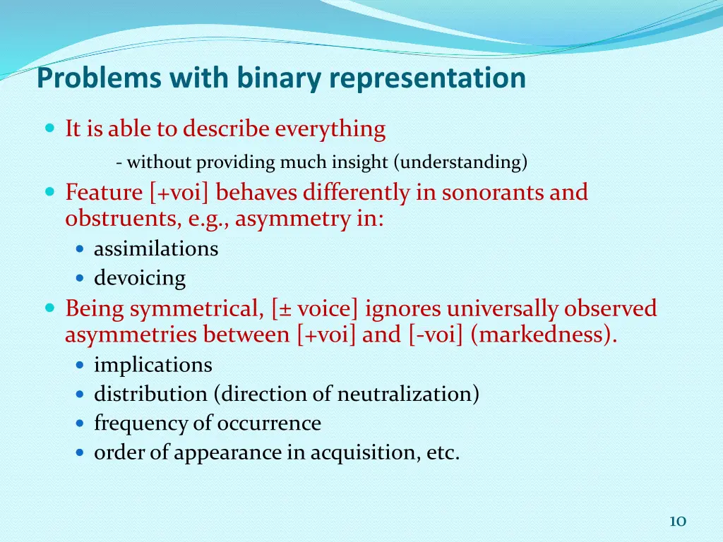 problems with binary representation