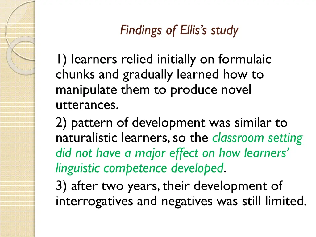 findings of ellis s study