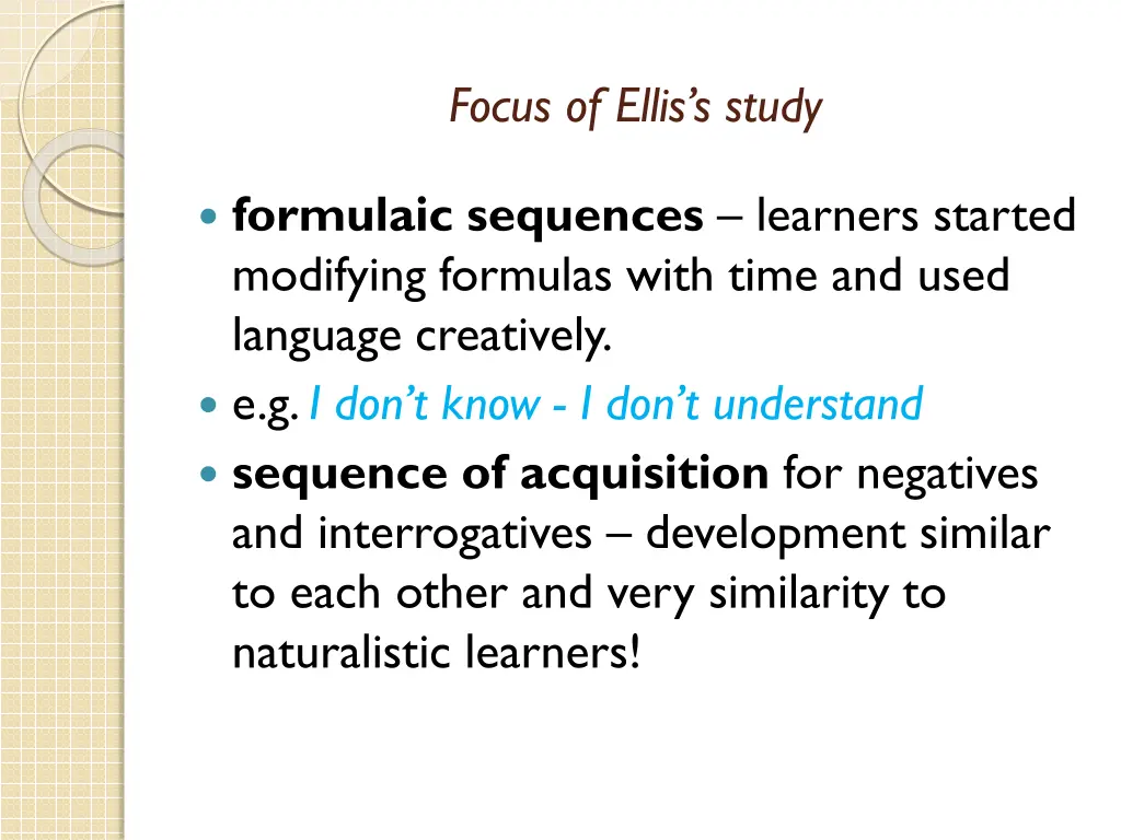 focus of ellis s study