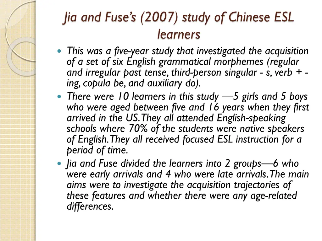 jia and fuse s 2007 study of chinese esl learners