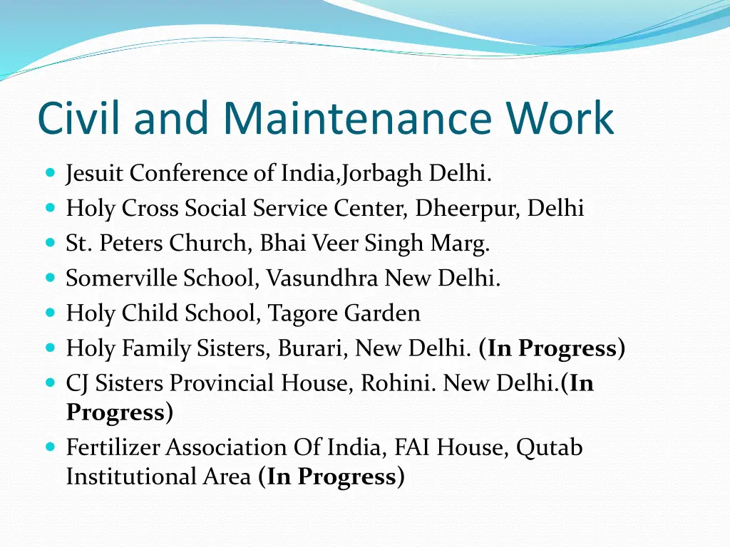 civil and maintenance work