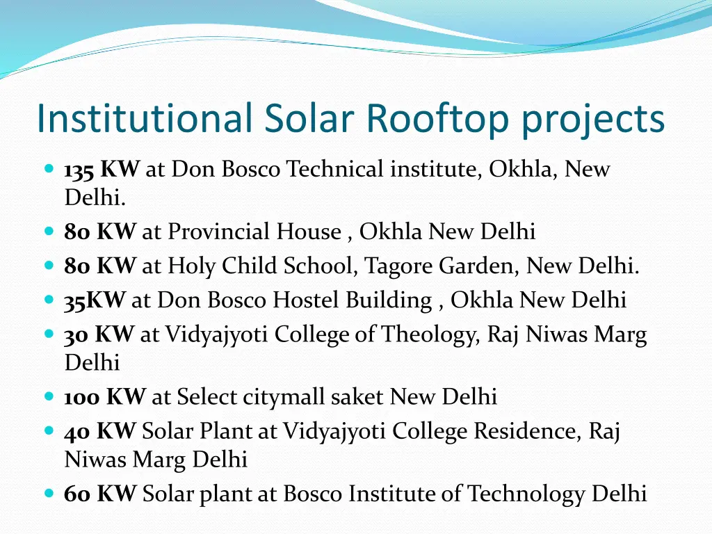 institutional solar rooftop projects