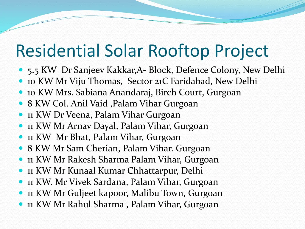 residential solar rooftop project