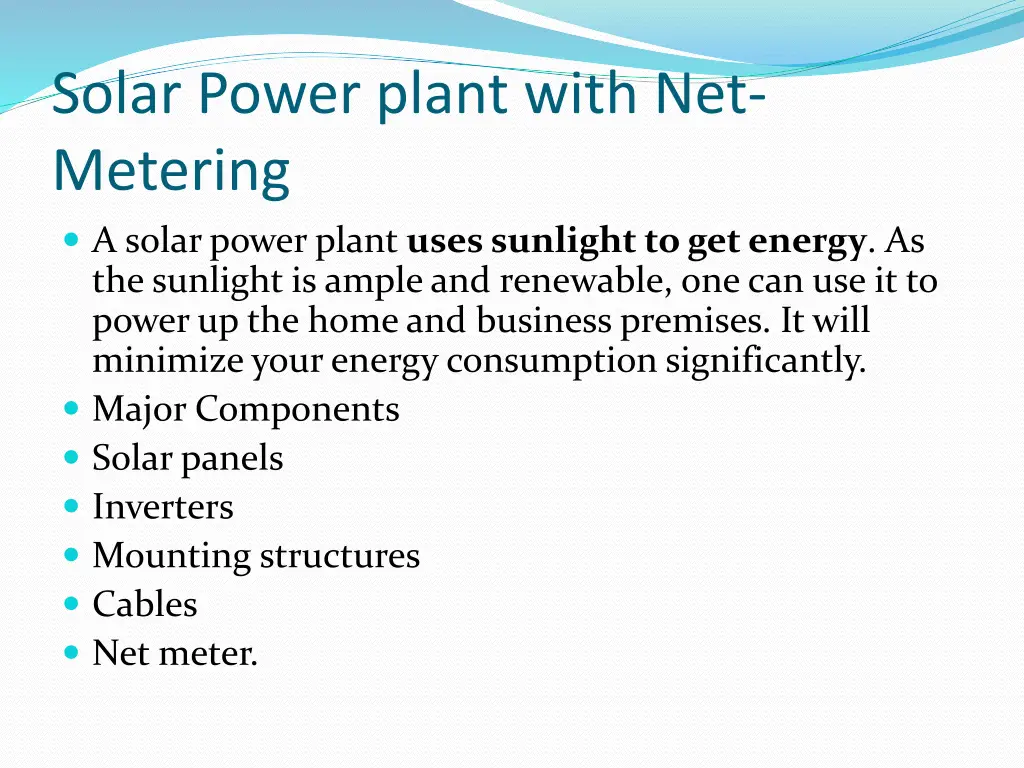 solar power plant with net metering a solar power