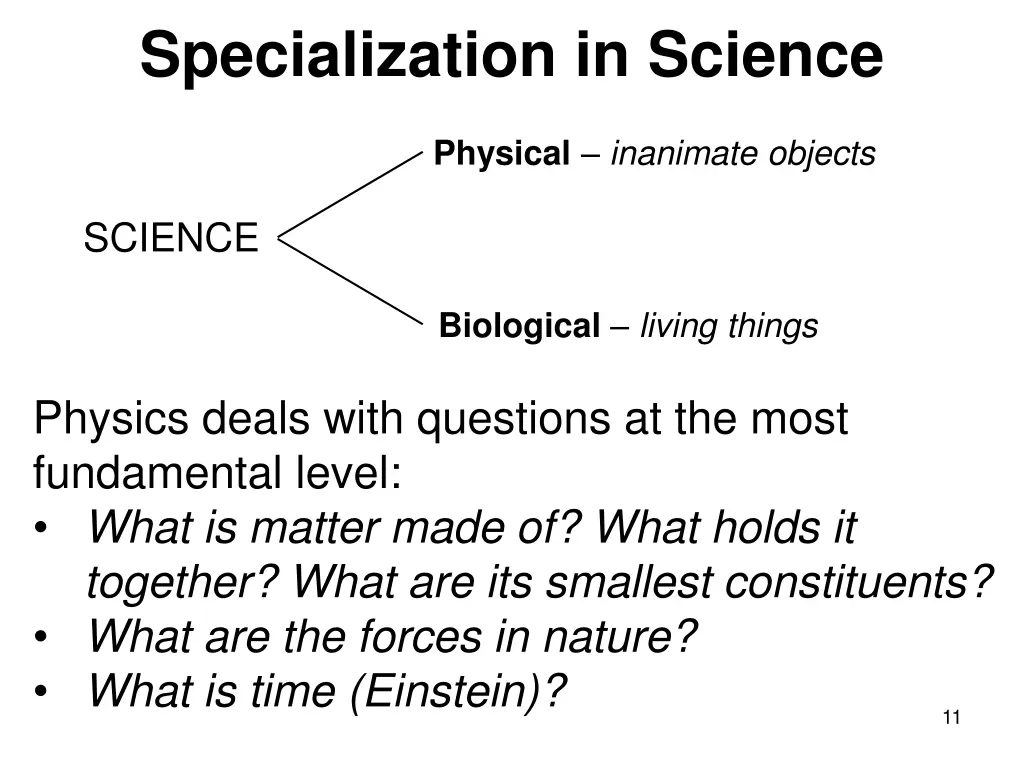 specialization in science