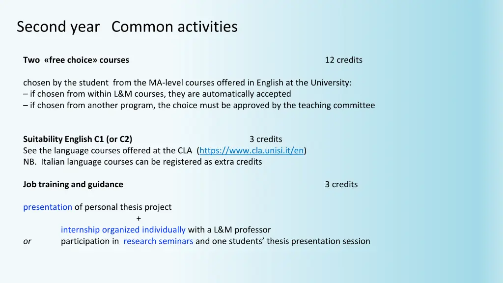 second year common activities