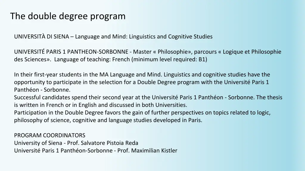 the double degree program