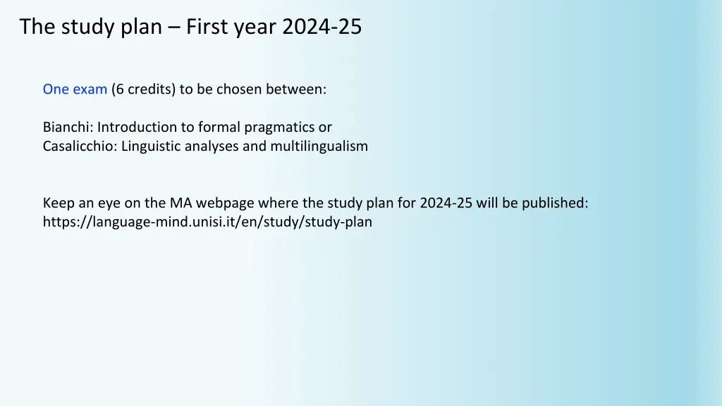 the study plan first year 2024 25