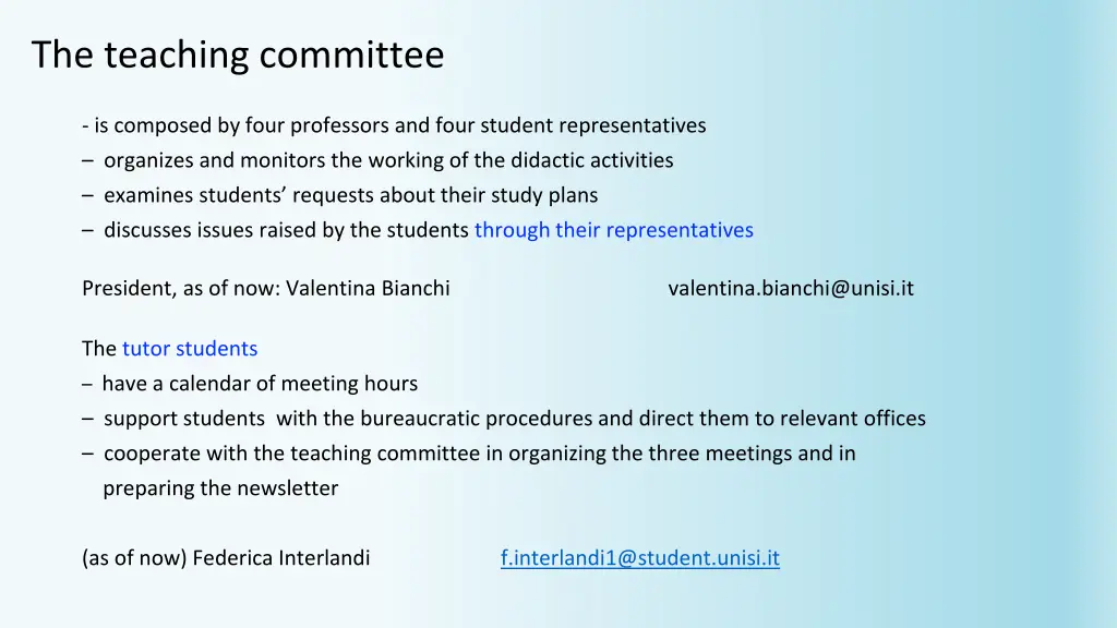 the teaching committee