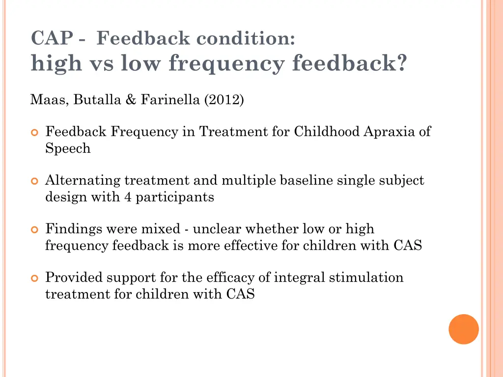 cap feedback condition high vs low frequency