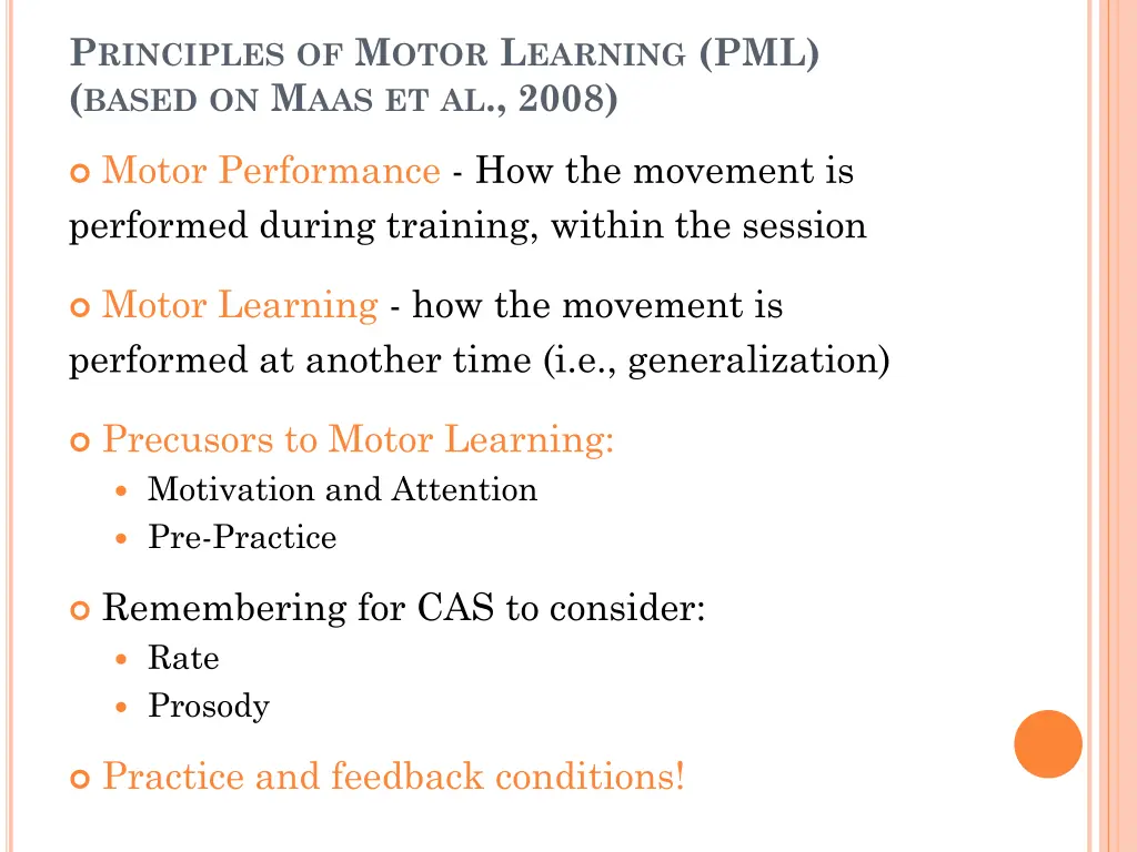 p rinciples of m otor l earning pml based