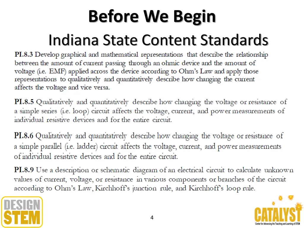 before we begin indiana state content standards