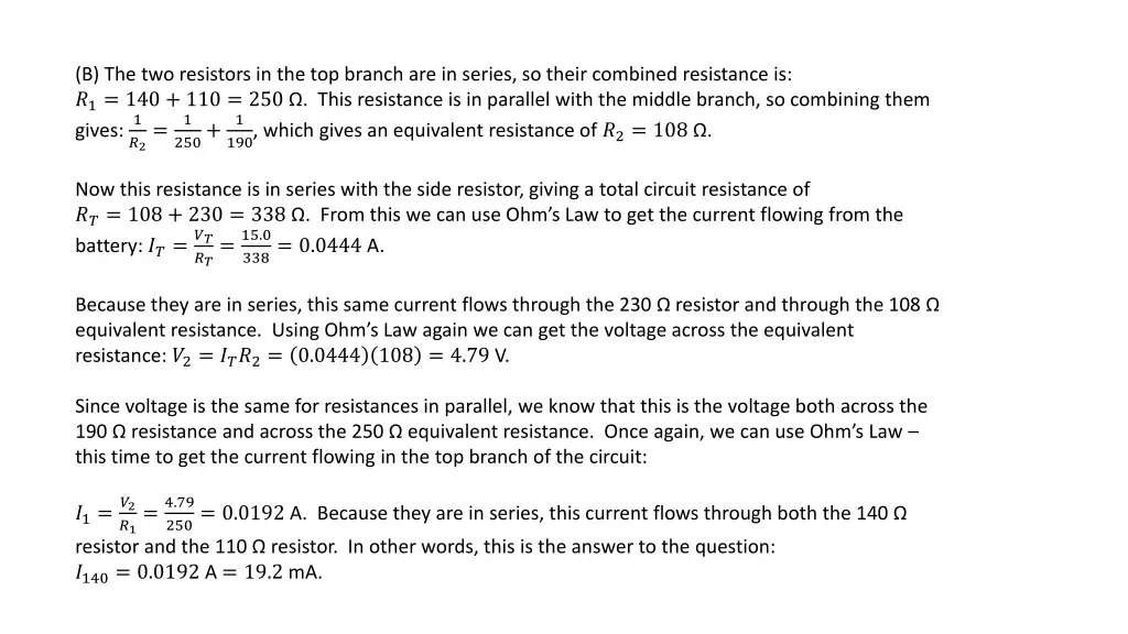 b the two resistors in the top branch